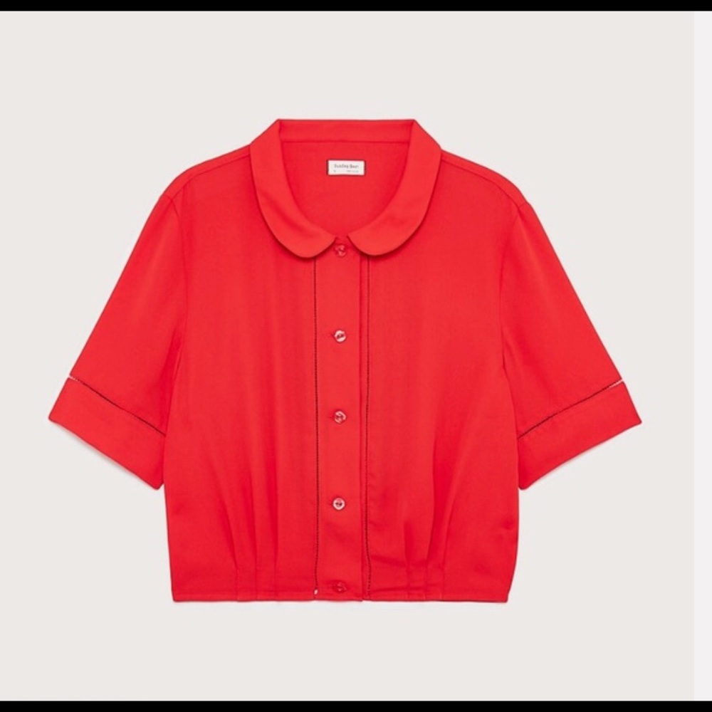 Aritzia Red Button Down Blouse, size M